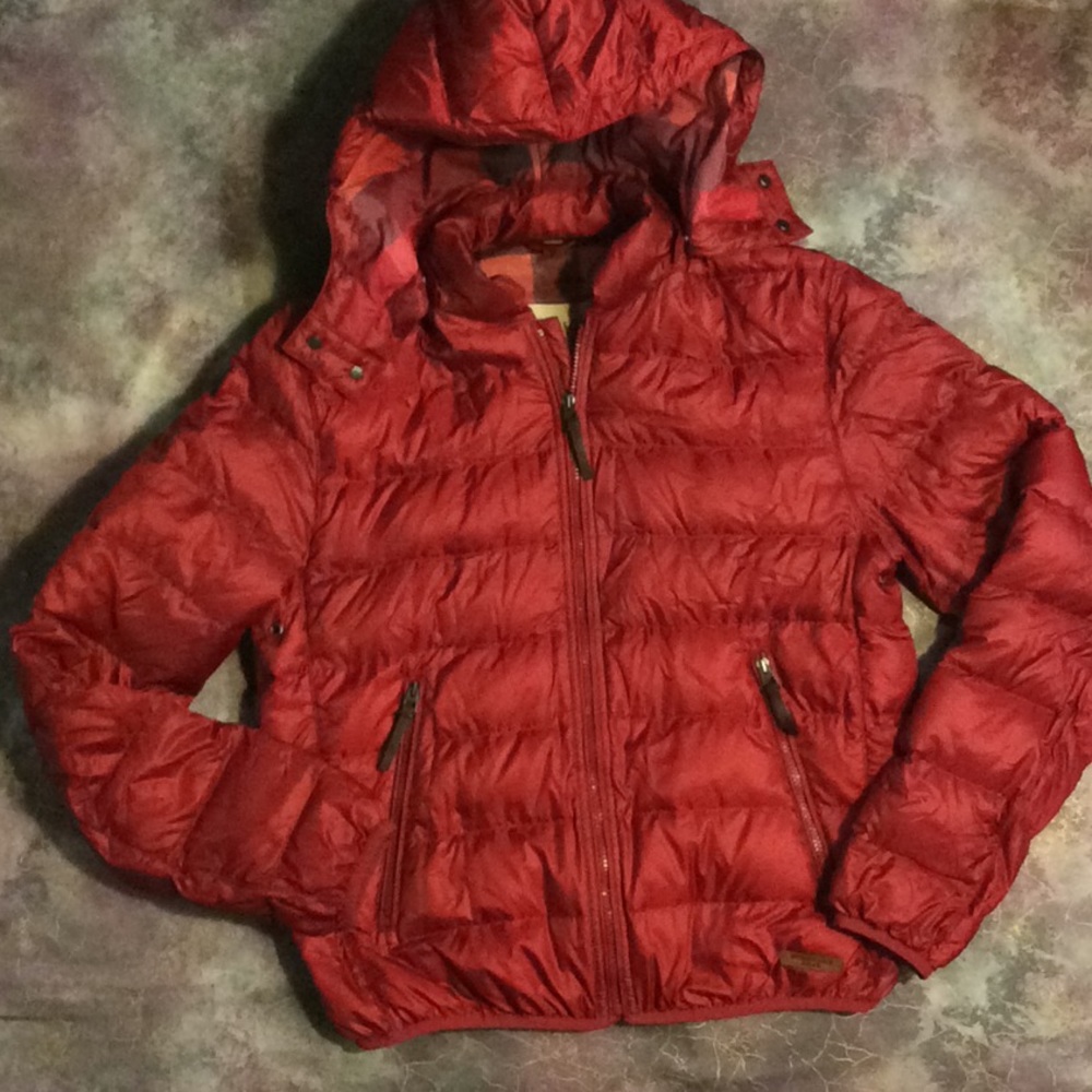 NWOT Burberry Brit Men’s Red Puffer Jacket Sz L